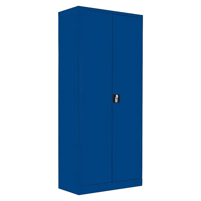 Lüllmann Metall-Mehrzweckschrank - H x B x T: 180 x 80 x 38,3 cm, Enzianblau, Fertig montiert, Anzahl Böden: 4 Stk. - Stahlschrank mit zwei Türen in elegantem Blau. Ideal für Büro oder Werkstatt, bietet er viel Stauraum und Sicherheit durch das integrierte Schloss.