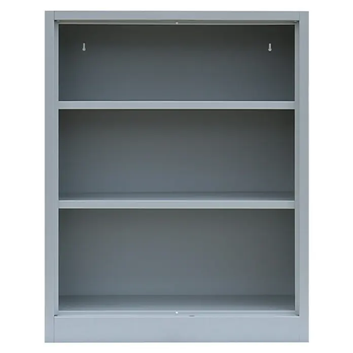 Lüllmann Aktenregal - H x B x T: 120 x 38,3 x 38,3 cm, Traglast pro Boden: 65 kg, Anzahl Böden: 2 Stk., Lichtgrau - Ein grauer, leerer Büroschrank mit drei Regalböden bietet viel Stauraum für Ordner und Büromaterial. Die schlichte Gestaltung passt in jedes Büro.