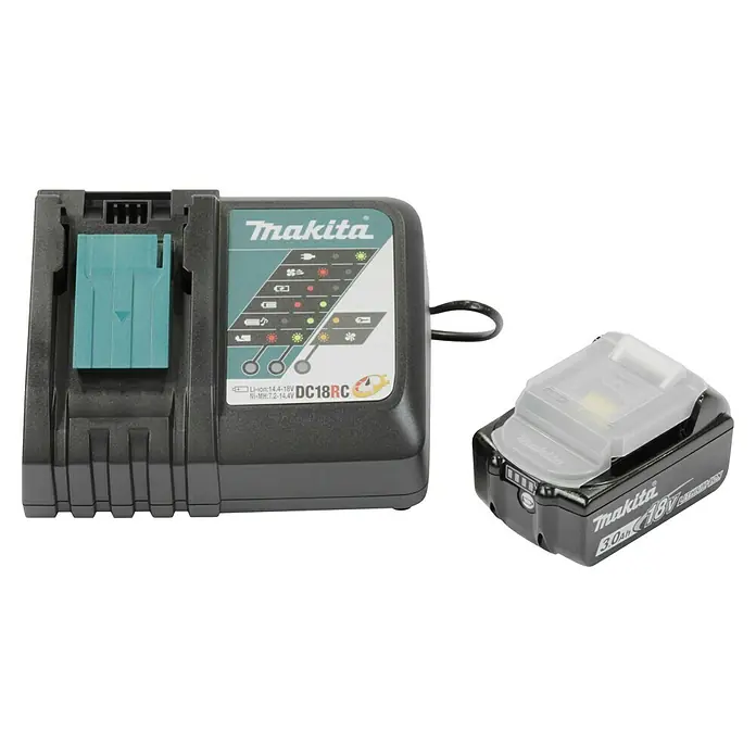 Makita LXT 18V Kit de arranque - 18 V, 1 batería, 3 Ah - Cargador de batería Makita DC18RC con una batería de 18V 3.0Ah, ideal para cargar baterías de herramientas eléctricas eficientemente.