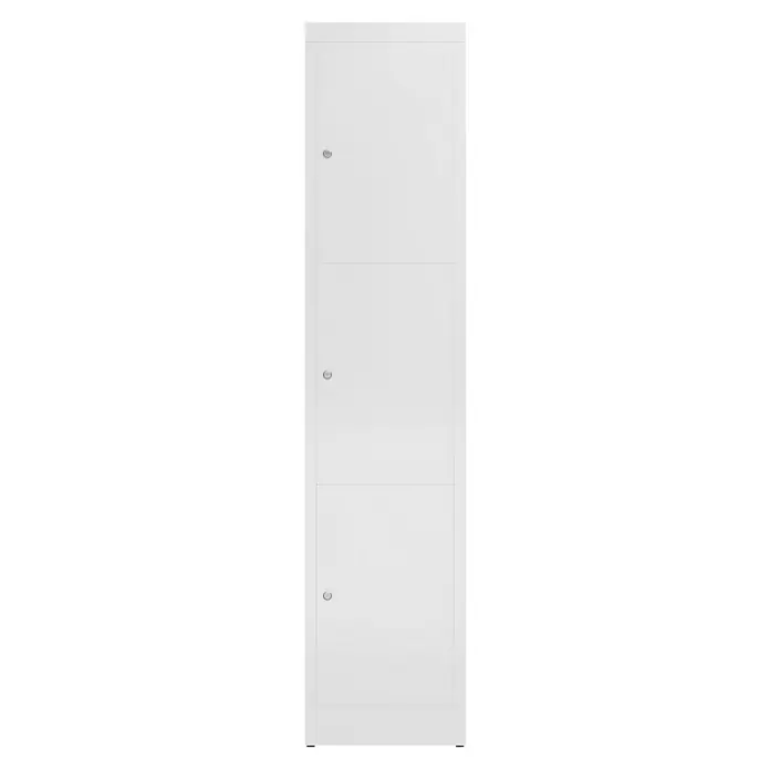 Lüllmann ClassiX Schließfachschrank - H x B x T: 180 x 41,5 x 50 cm, Signalweiß, Fertig montiert, Anzahl Fächer: 3 Stk. - Weißer Spind mit drei abschließbaren Fächern für sichere Aufbewahrung. Ideal für Büro, Schule oder Fitnessstudio.