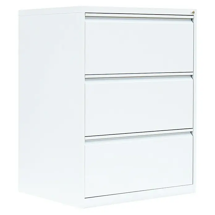 Lüllmann Hängeregisterschrank - H x B x T: 101,2 x 76 x 62 cm, Signalweiß, Fertig montiert, Anzahl Schubladen: 3 Stk. - Ein weißer Aktenschrank mit drei Schubladen zur Aufbewahrung von Dokumenten und Büromaterialien.