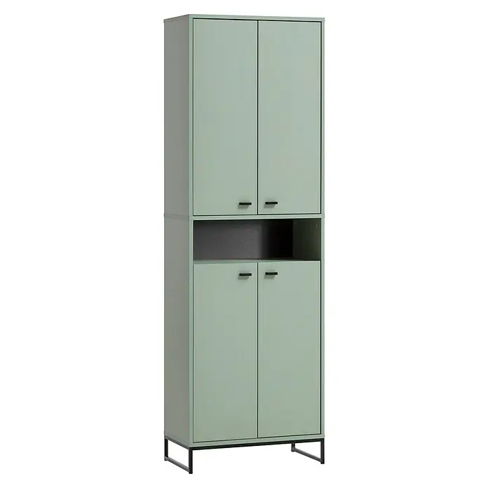 Schildmeyer Janne Schuhschrank - L x B x H: 33 x 60,2 x 185,5 cm, Pistazie, Anzahl Fächer: 1 Stk. - Helles, modernes Sideboard mit vier Türen und offenem Fach, ideal für stilvolle Aufbewahrung im Wohnbereich.