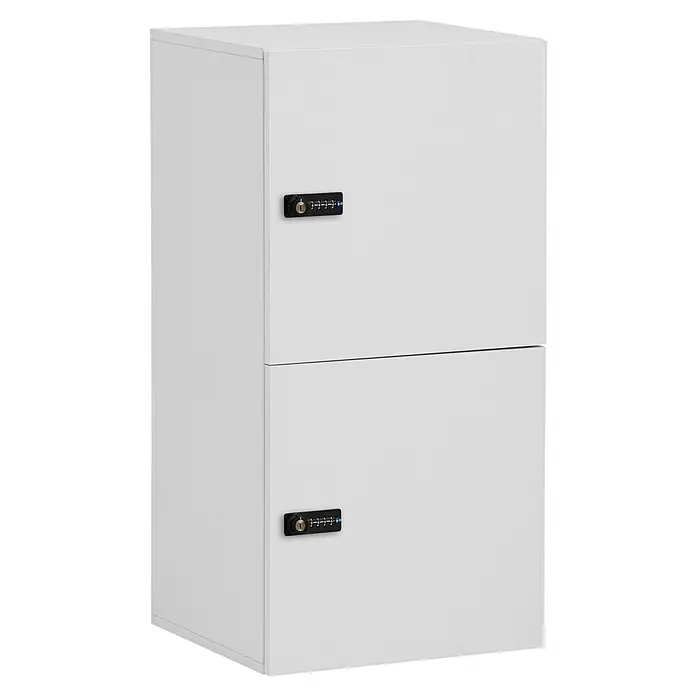 Schildmeyer Spind Locked - L x B x H: 40,6 x 45,5 x 92,6 cm, Anzahl Türen: 2 Stk., Weiß, Zahlenschloss - Weißer Schrank mit zwei Türen und Zahlenschlössern.