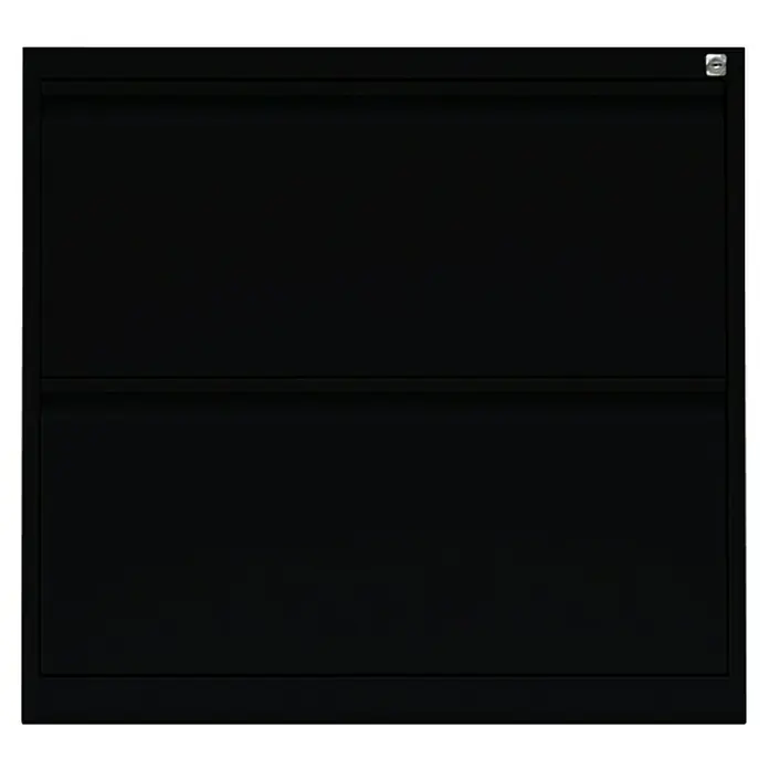 Lüllmann Hängeregisterschrank - H x B x T: 70,5 x 76 x 62 cm, Tiefschwarz, Fertig montiert, Anzahl Schubladen: 2 Stk. - Schwarzer Aktenschrank mit zwei Schubladen für die Aufbewahrung von Büromaterialien und Dokumenten, ideal für Büro oder Homeoffice.