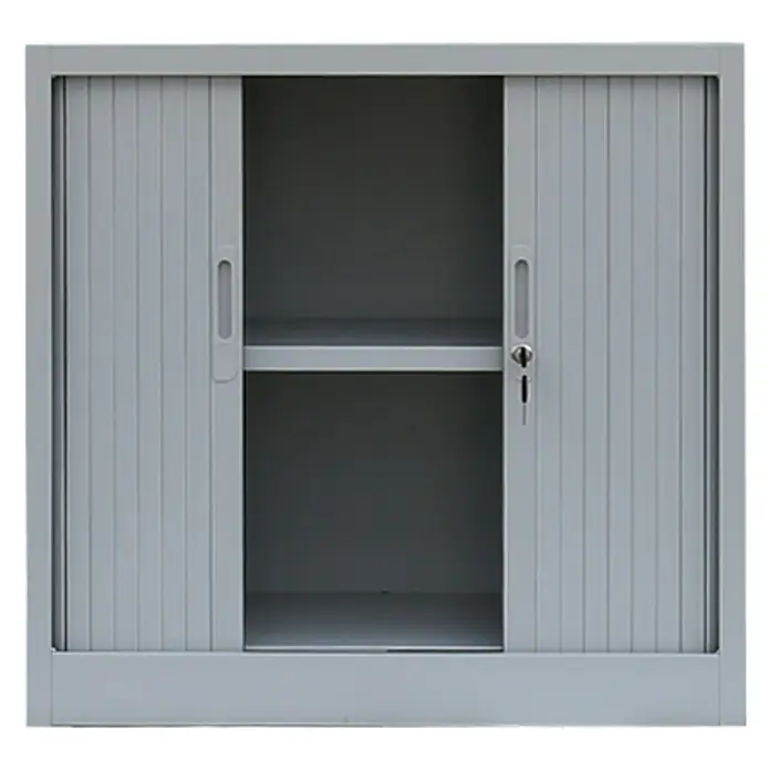 Lüllmann Rollladenschrank - H x B x T: 75 x 80 x 45,7 cm, Lichtgrau, Fertig montiert, Anzahl Böden: 1 Stk. - Grauer Büroschrank mit Rolltüren und Schlüssel. Bietet Stauraum im Büro und sorgt für Ordnung.