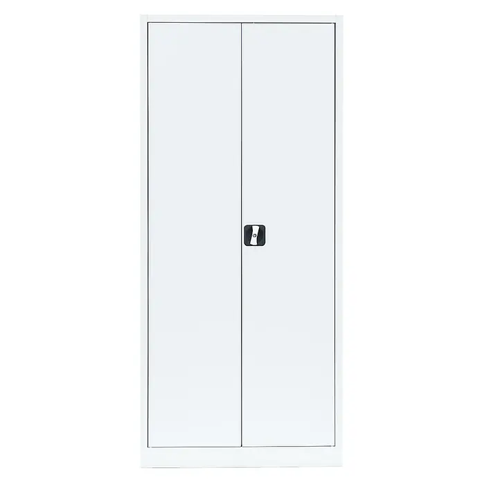 Lüllmann Metall-Mehrzweckschrank - H x B x T: 180 x 80 x 38,3 cm, Signalweiß, Fertig montiert, Anzahl Böden: 3 Stk. - Weißer Stahlschrank mit zwei Türen und einem Griff. Ideal für Büro oder Werkstatt zur sicheren Aufbewahrung.