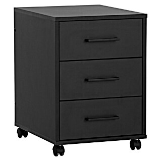 Schildmeyer Ruby Rollcontainer (L x B x H: 50 x 40 x 57 cm, Schwarz, Anzahl Schubladen: 3 Stk.)