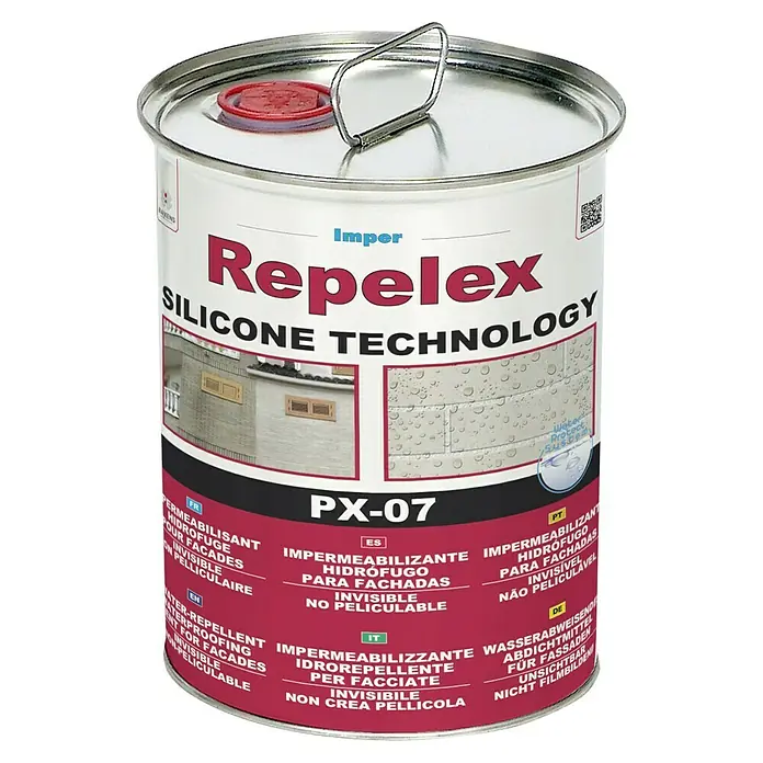 Baixens Impermeabilizante Repelex Silicone Technology PX-07 - 750 ml - Bote de Repellex Silicone Technology, un agente impermeabilizante hidrófugo para fachadas, invisible y no formador de película.