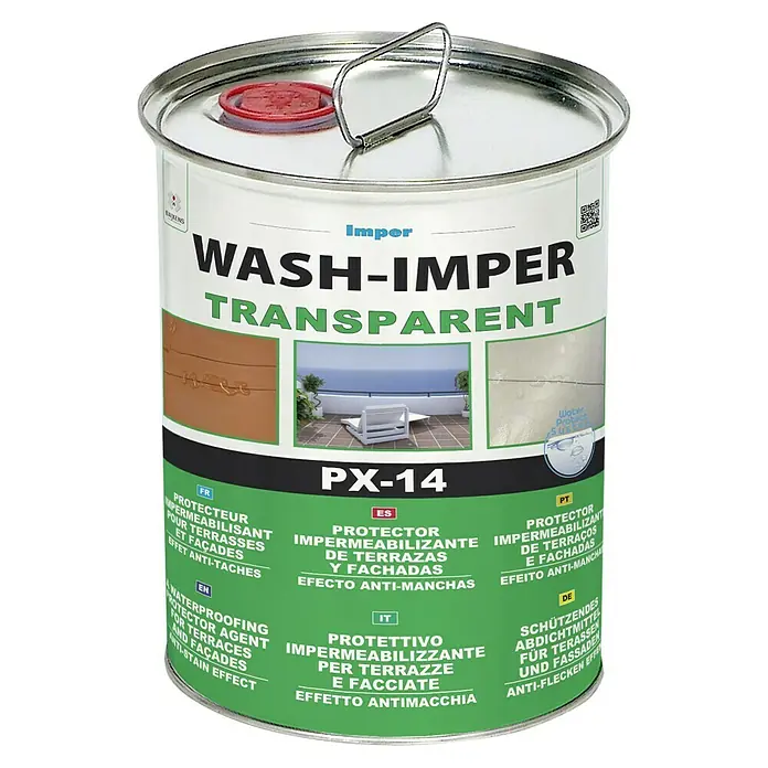 Baixens Impermeabilizante Wash-Imper PX-14 - 750 ml - Wash-Imper Transparent PX-14: Protector impermeabilizante para terrazas y fachadas con efecto anti-manchas.