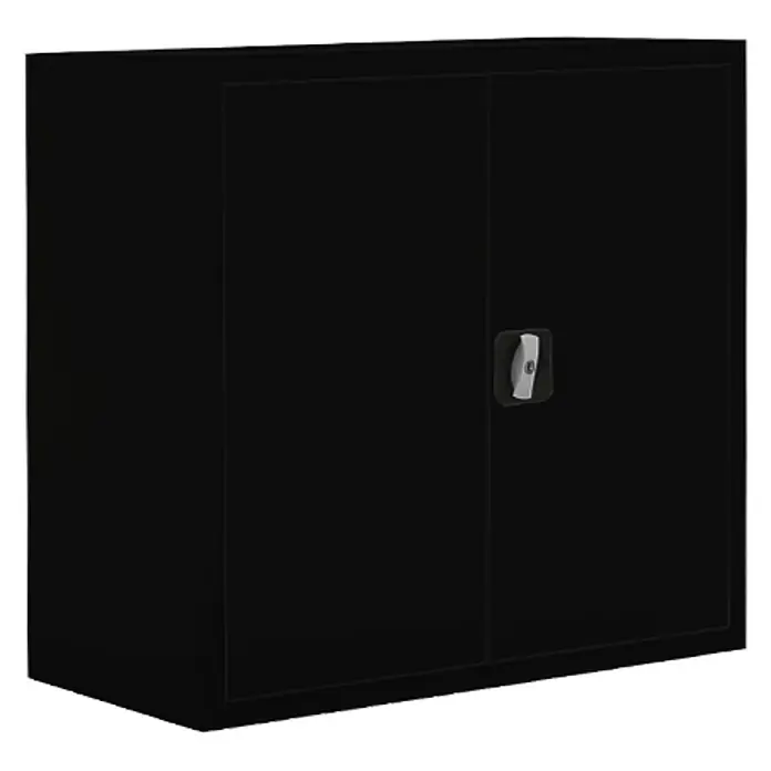 Lüllmann Metall-Mehrzweckschrank - H x B x T: 75 x 80 x 38,3 cm, Tiefschwarz, Fertig montiert, Anzahl Böden: 1 Stk. - Schwarzer abschließbarer Werkzeugschrank mit zwei Türen.