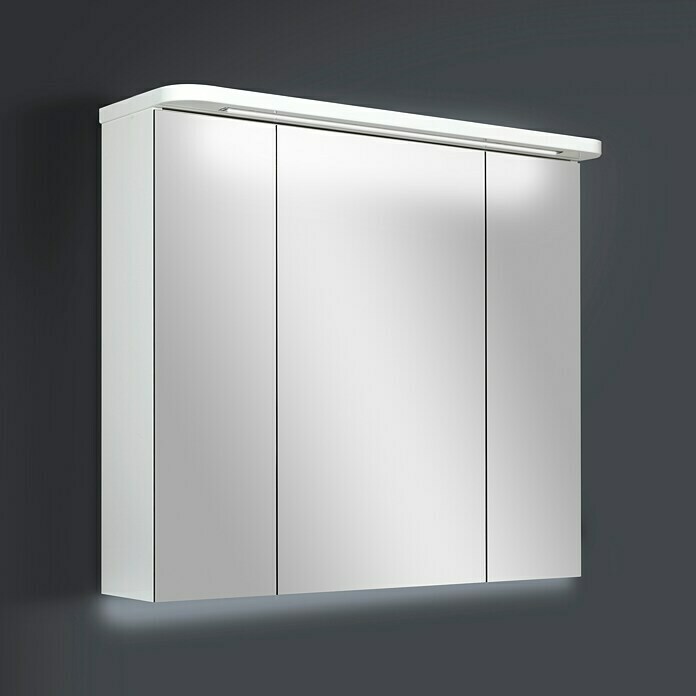 Riva LED-Spiegelschrank Toto (B x H: 81 x 72,2 cm, Mit Beleuchtung, Spanplatte, Weiß)