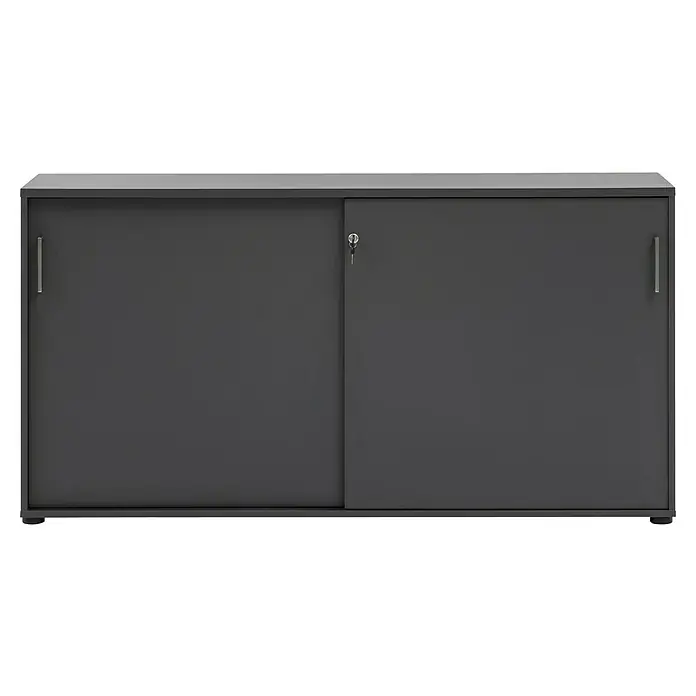 Schildmeyer 1500 Schiebetür Schrank - L x B x H: 41 x 160,2 x 84,2 cm, Anthrazit - Schrank mit zwei Schiebetüren in dunkler Farbe mit Griffen und Schloss zur sicheren Aufbewahrung von Gegenständen.