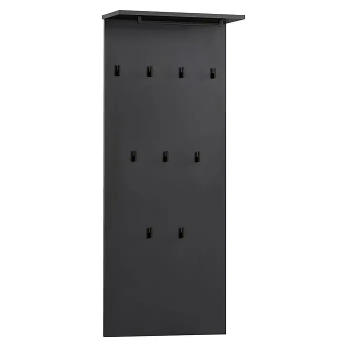 Schildmeyer Janne Garderobenpaneel - L x B x H: 20,9 x 50 x 110,6 cm, Schwarz - Schwarze Wandgarderobe mit Hakenleiste für Jacken und Hüte, ideal für Flur und Eingangsbereich. Praktisch und stilvoll.