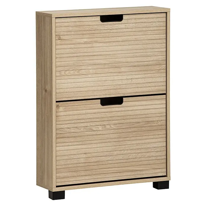Schildmeyer Emmik Schuhregal - L x B x H: 19,5 x 59,8 x 85,2 cm, Eiche, Anzahl Fächer: 2 Stk. - Dieser Holzschuhschrank mit zwei Fächern bietet eine stilvolle und praktische Aufbewahrungslösung für Schuhe im Flur oder Eingangsbereich.