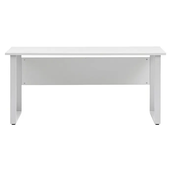 Schildmeyer 1500 Schreibtisch - L x B x H: 75 x 160 x 73,5 cm, Lichtgrau - Ein weißer Tisch mit einem einfachen, modernen Design und Metallbeinen, ideal für Büro oder Arbeitszimmer. Die schlichte Ästhetik passt gut zu vielen Einrichtungsstilen.