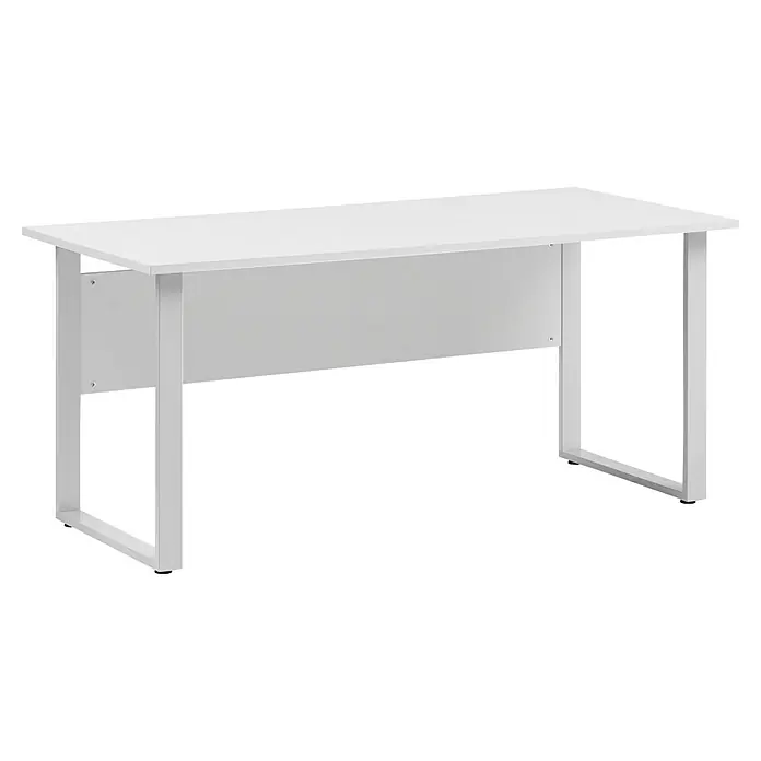 Schildmeyer 1500 Schreibtisch - L x B x H: 65 x 160 x 73,5 cm, Lichtgrau - Ein weißer Schreibtisch mit einem minimalistischen Design, ideal für moderne Arbeitsbereiche und Home-Offices, bietet eine saubere Ästhetik.
