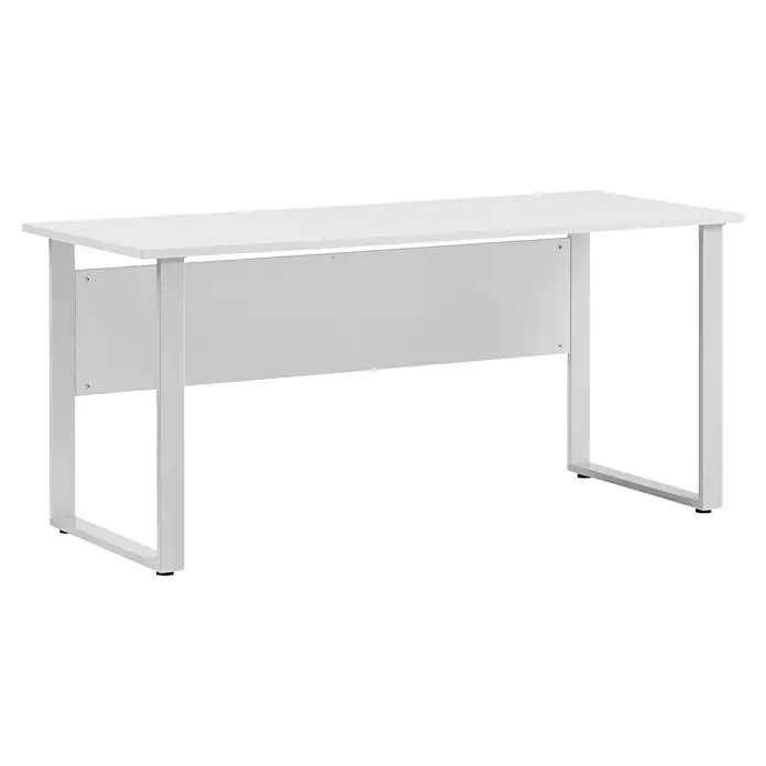 Schildmeyer 1500 Schreibtisch - L x B x H: 75 x 160 x 73,5 cm, Lichtgrau - Weißer Schreibtisch mit Metallbeinen und Sichtschutzblende, ideal für Büro oder Homeoffice. Das moderne Design fügt sich gut in jede Umgebung ein.