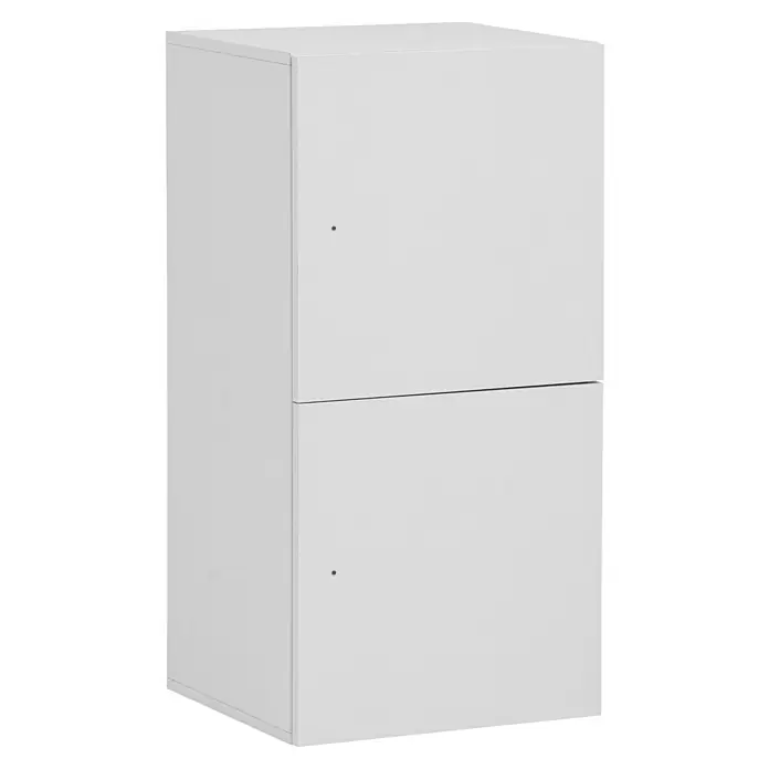 Schildmeyer Spind Locked - L x B x H: 40,6 x 45,5 x 92,6 cm, Anzahl Türen: 2 Stk., Weiß, Elektronisches RFID-Schloss - Ein weißer Schrank mit zwei Türen. Der Schrank ist schlicht und modern gestaltet. Perfekt für Büro oder Zuhause.