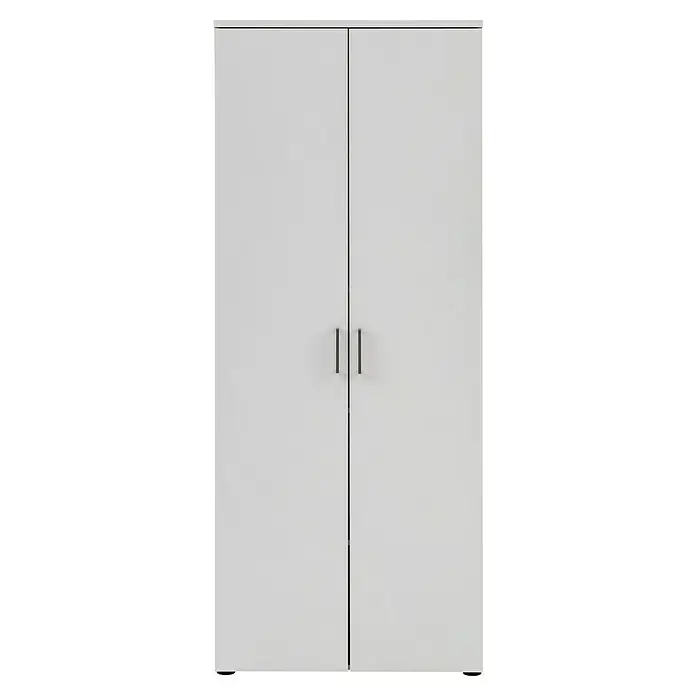 Schildmeyer 1500 Schrank - L x B x H: 41 x 80,2 x 199,5 cm, Lichtgrau - Schrank mit zwei weißen Türen und schmalen, silbernen Griffen. Ein schlichtes Möbelstück, ideal für Stauraum im modernen Zuhause.