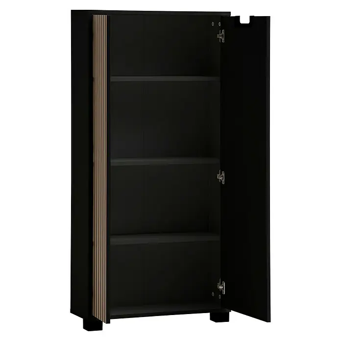 Schildmeyer Ryker Schrank - L x B x H: 19,5 x 59,8 x 124 cm, Schwarz - Offener, eleganter schwarzer Schrank mit Holzdetails. Perfekt für stilvolle Aufbewahrungslösungen.