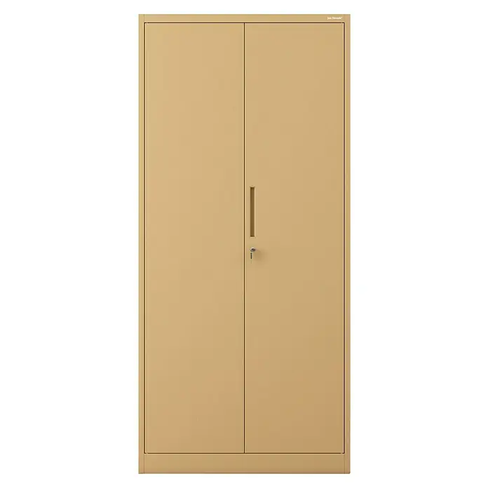 Jan Nowak Aktenschrank Jan - B x T x H: 90 x 40 x 195 cm, Beige - Aufnahme eines abschließbaren Metallschranks mit zwei Türen in einem hellen Beigeton, perfekt für die Büroaufbewahrung.