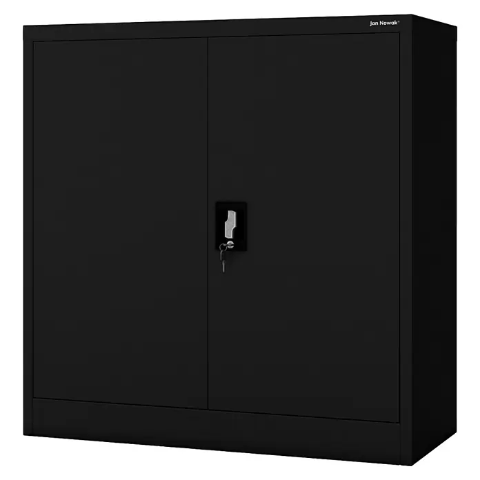 Jan Nowak Aktenschrank Beata - B x T x H: 90 x 40 x 92,5 cm, Schwarz - Schwarzer Metallschrank von Jon Nowak mit zwei Türen und einem Schloss zur sicheren Aufbewahrung.