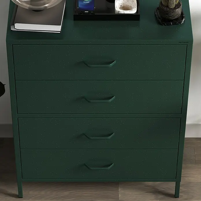 Jan Nowak Kommode Carla - L x B x H: 40 x 80 x 101,5 cm, Grün, Anzahl Schubladen: 4 Stk. - Grüne Kommode mit vier Schubladen und stilvollen Griffen. Ein praktisches Möbelstück für jedes Zuhause.
