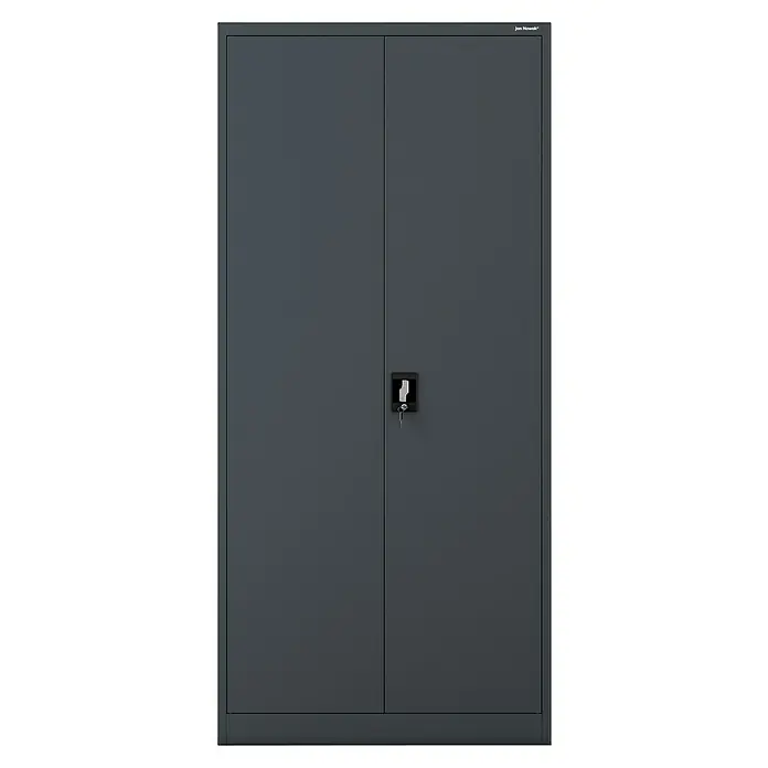 Jan Nowak Aktenschrank Jan - B x T x H: 90 x 40 x 195 cm, Anthrazit - Abbildung eines verschlossenen, grauen Metallschranks mit zwei Türen und Schlüssel.