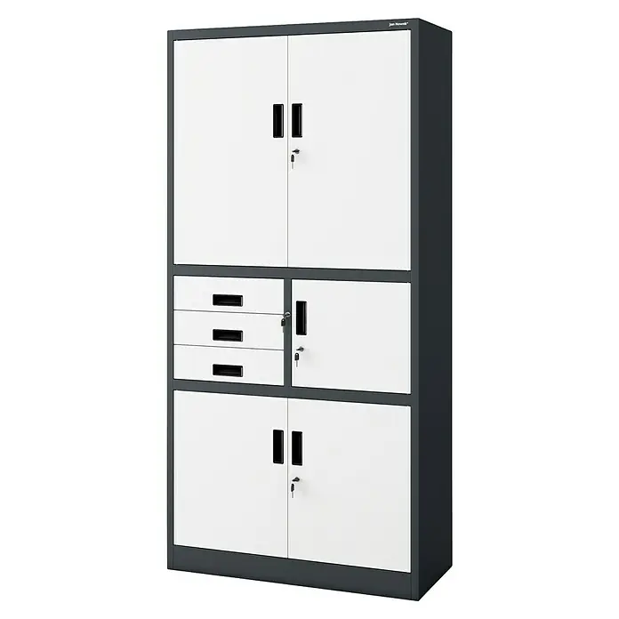 Jan Nowak Aktenschrank Filip II - B x T x H: 90 x 40 x 185 cm, Anthrazit/Weiß - Jan Nowak Metallschrank mit Schubladen und abschließbaren Türen, ideal für Büro oder Werkstatt. Robuster Stauraum für Akten und Werkzeuge.