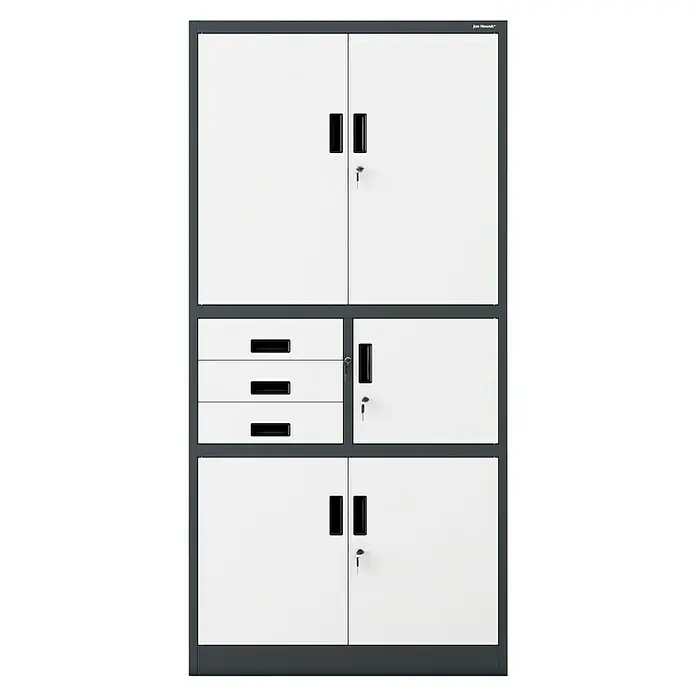 Jan Nowak Aktenschrank Filip II - B x T x H: 90 x 40 x 185 cm, Anthrazit/Weiß - Bild eines Jan Nowak Metallschranks in Weiß und Grau, ideal zur Aufbewahrung.