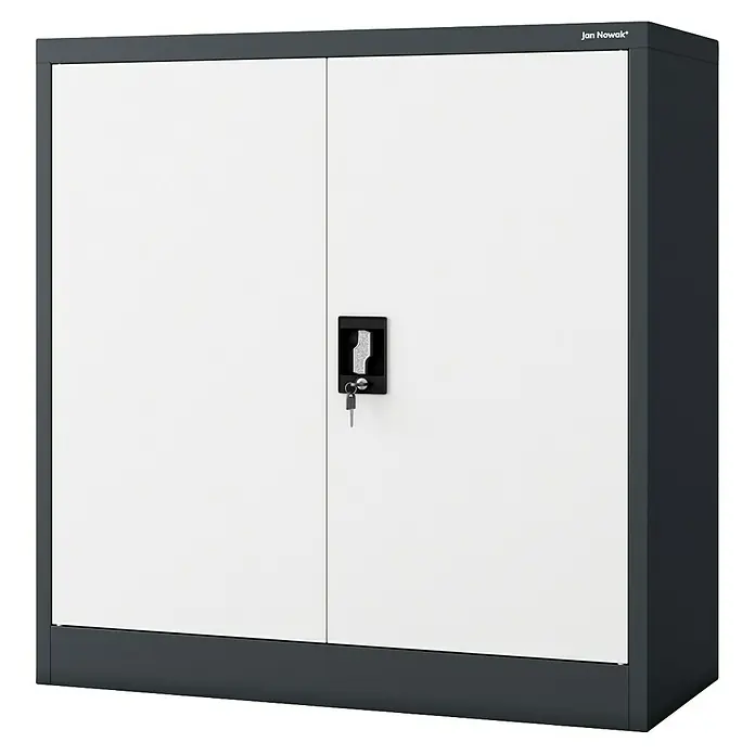 Jan Nowak Aktenschrank Beata - B x T x H: 90 x 40 x 92,5 cm, Anthrazit / Weiß - Dieser Büroschrank mit zwei Türen von Jan Nowak bietet viel Stauraum für jedes Büro.