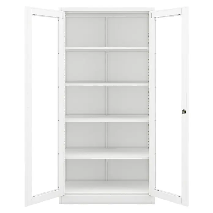 Jan Nowak Aktenschrank Amelia - B x T x H: 90 x 40 x 185 cm, Weiß - Offener weißer Büroschrank mit mehreren Einlegeböden zur Aufbewahrung von Büroartikeln und Dokumenten.