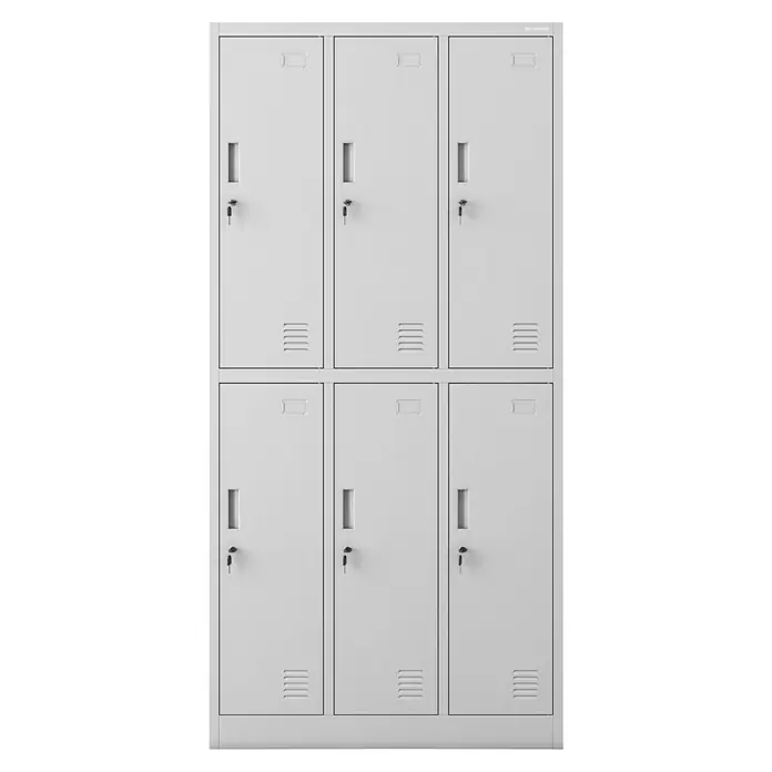 Jan Nowak Schließfachschrank Igor - H x B x T: 185 x 90 x 45 cm, Anzahl Fächer: 6 Stk., Grau - Grauer Spindschrank mit sechs Fächern, ideal für Umkleideräume oder Schulen, bietet sichere Aufbewahrungsmöglichkeiten.