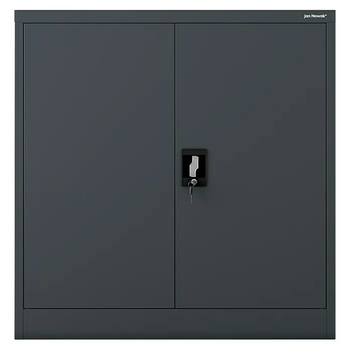 Jan Nowak Aktenschrank Beata - B x T x H: 90 x 40 x 92,5 cm, Anthrazit - Stahlschrank von Jan Nowak mit zwei Türen und einem Schloss mit Schlüssel, ideal für Büro oder Werkstatt.