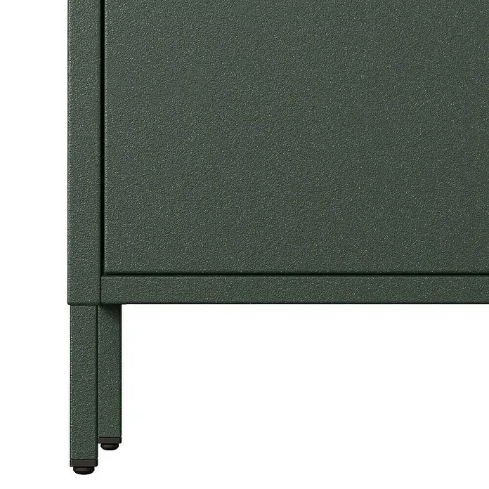 Jan Nowak Kommode Carla - L x B x H: 40 x 80 x 101,5 cm, Grün, Anzahl Schubladen: 4 Stk. - Detailaufnahme eines grünen Metallschranks mit feiner Textur und minimalistischem Design, ideal für Büro oder Zuhause.