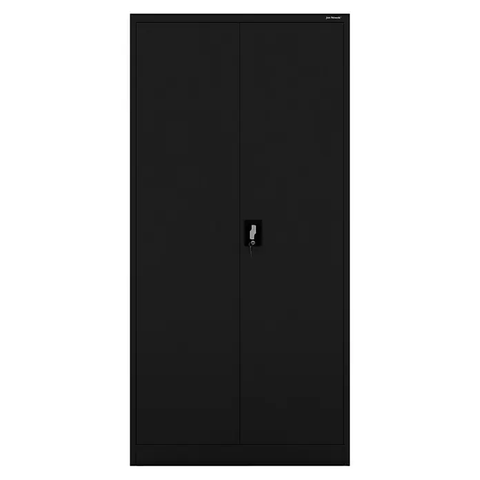 Jan Nowak Metall-Mehrzweckschrank Dawid - H x B x T: 185 x 90 x 45 cm, Schwarz - Ein stilvoller, schwarzer Metallschrank mit zwei Türen und einem Schloss in der Mitte. Perfekt für Büro oder Lagerung!