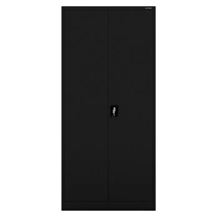 Jan Nowak Aktenschrank Jan - B x T x H: 90 x 40 x 195 cm, Schwarz - Schwarzer abschließbarer Metallschrank mit zwei Türen und einem Schlüssel, ideal für die Aufbewahrung von Werkzeugen und anderen Gegenständen.