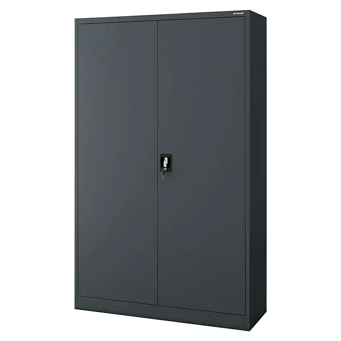 Jan Nowak Aktenschrank Jan II - B x T x H: 115 x 40 x 185 cm, Anthrazit - Grauer Metall-Aktenschrank mit zwei Türen und Schloss, ideal für Büro oder Lager. Robuste Konstruktion für langanhaltende Nutzung.