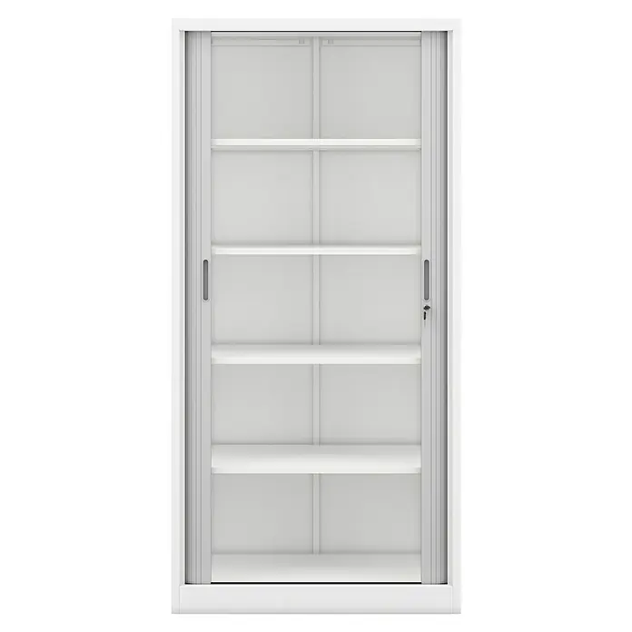 Jan Nowak Aktenschrank Damian - B x T x H: 90 x 45 x 185 cm, Weiß/Grau - Schrank mit Rollladen.