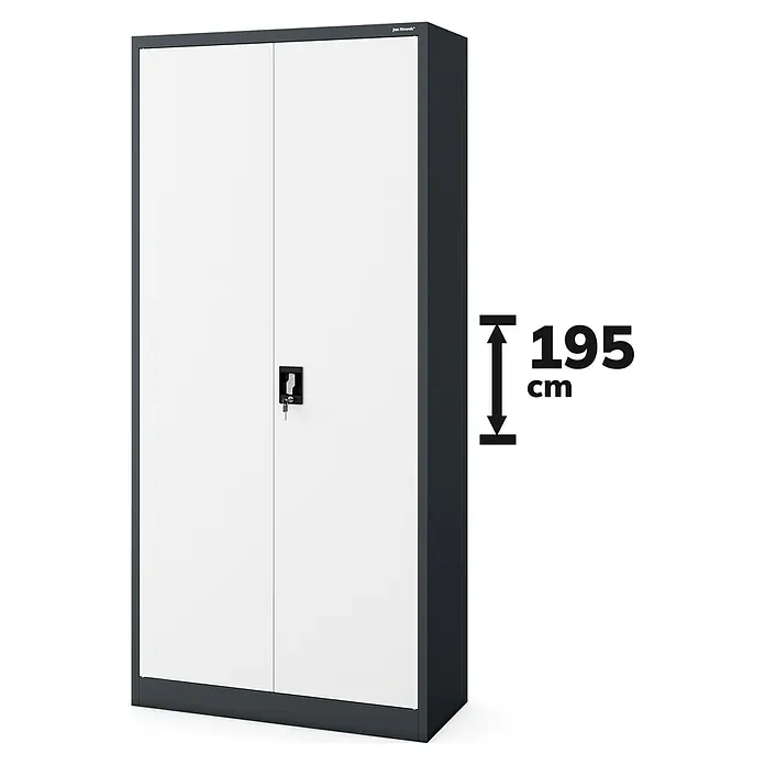 Jan Nowak Aktenschrank Jan - B x T x H: 90 x 40 x 195 cm, Anthrazit/Weiß - Ein Jan Nowak Metallschrank in Anthrazit und Weiß mit einer Höhe von 195 cm, ideal für Büro oder Werkstatt.