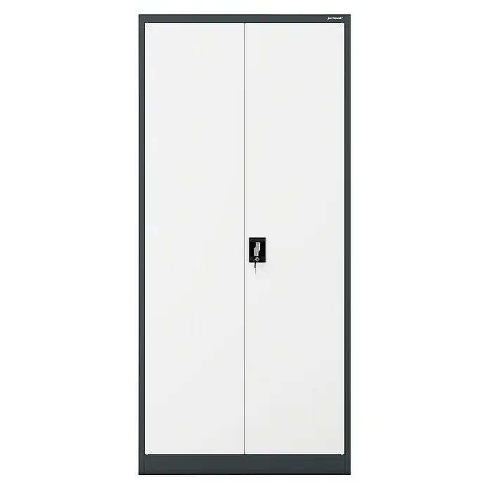 Jan Nowak Aktenschrank Jan - B x T x H: 90 x 40 x 195 cm, Anthrazit/Weiß - Grauer Jan Nowak Metall-Aktenschrank mit zwei Türen, abgeschlossen mit einem Schlüssel für sichere Aufbewahrung von Büromaterialien.