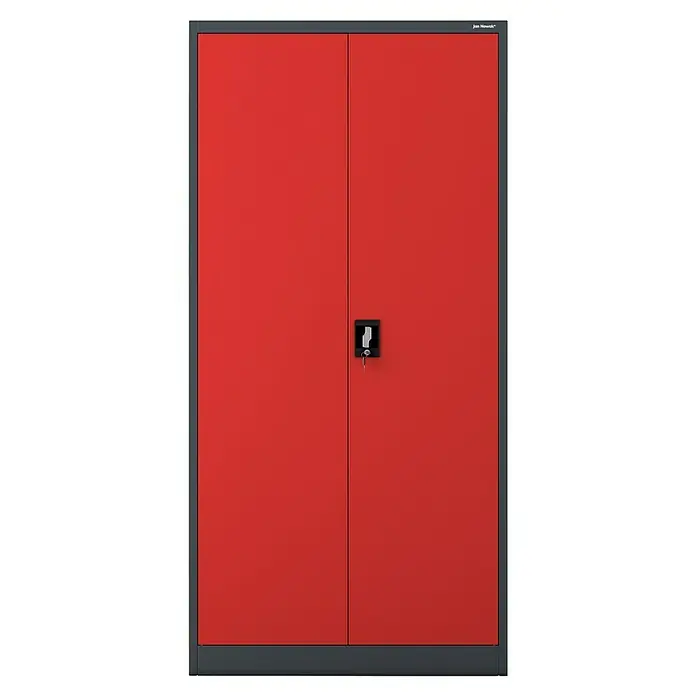 Jan Nowak Aktenschrank Jan - B x T x H: 90 x 40 x 185 cm, Anthrazit/Rot - Roter Jan Nowak Metallschrank mit abschließbaren Türen. Ideal für Büro, Werkstatt oder Lager zur sicheren Aufbewahrung von Dokumenten und Gegenständen.