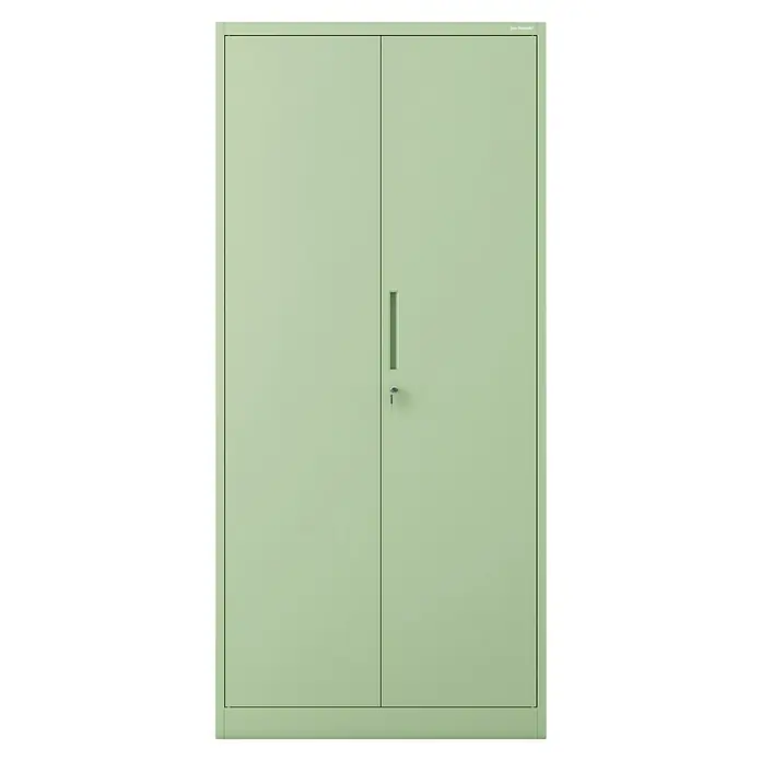 Jan Nowak Aktenschrank Jan - B x T x H: 90 x 40 x 195 cm, Pastellgrün - Schlichtes Foto eines hellgrünen Stahlschranks mit zwei Türen, Griff und Schloss für Büro oder Werkstatt. Praktisch und robust.