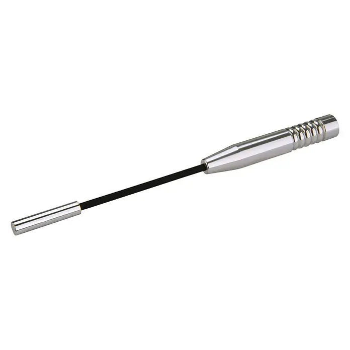 Cartrend Aluminium-Antenne - Länge: 18 cm, Geeignet für: Dach-Anschluss-Sockel - Nahaufnahme eines magnetischen Aufnahmewerkzeugs mit verstellbarem Teleskoparm und polierten Metallgriffen vor schwarzem Hintergrund.