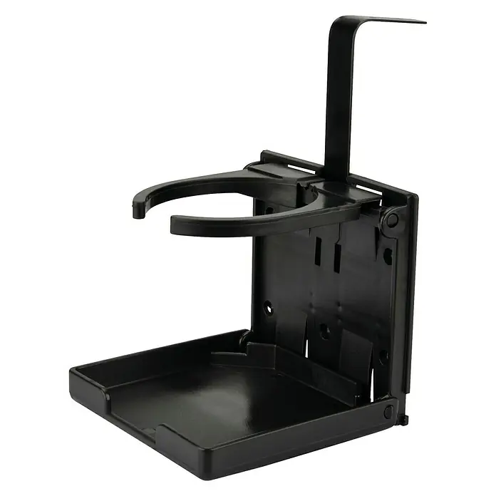 Cartrend Getränkehalter - L x B x H: 25 x 125 x 200 mm, Einhängen, Klappbar - Schwarzer, klappbarer Getränkehalter für Autos, Boote und LKWs. Ein praktisches Zubehör zur sicheren Aufbewahrung von Getränken unterwegs.