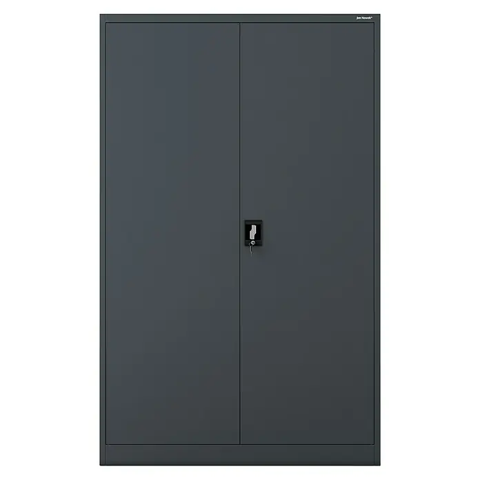 Jan Nowak Aktenschrank Jan II - B x T x H: 115 x 40 x 185 cm, Anthrazit - Grauer Jan Nowak Metall-Aktenschrank mit zwei Türen und Schloss, ideal für Büro oder Werkstatt zur sicheren Aufbewahrung.