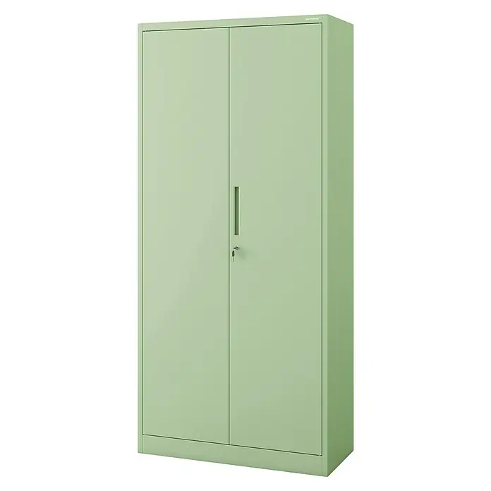 Jan Nowak Aktenschrank Jan - B x T x H: 90 x 40 x 195 cm, Pastellgrün - Ein grüner, abschließbarer Metallschrank mit zwei Türen und einem Schlüssel. Ideal für Büro oder Werkstatt, bietet sicheren Stauraum.