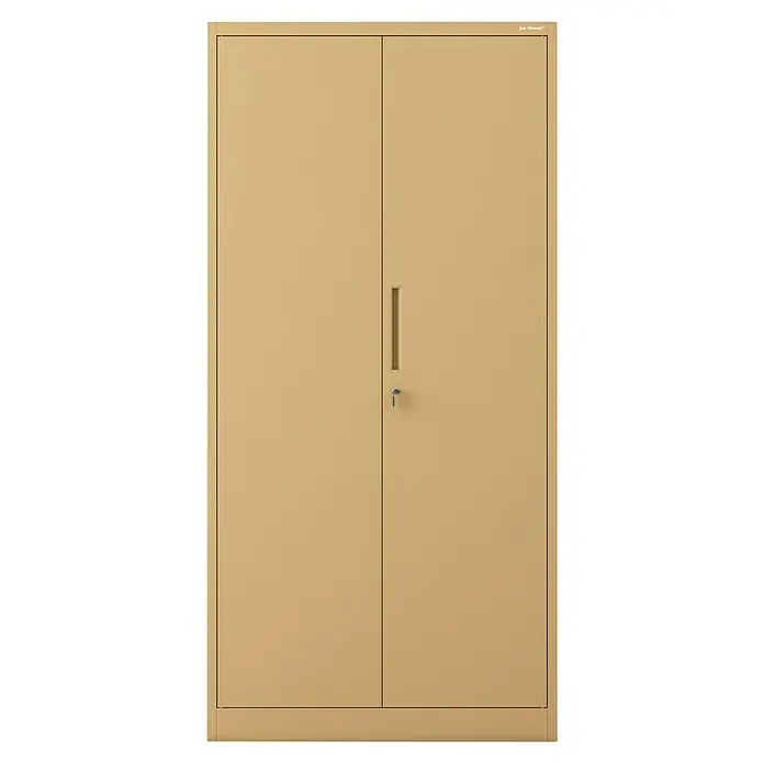 Jan Nowak Metall-Mehrzweckschrank Dawid - H x B x T: 185 x 90 x 45 cm, Beige - Gelber Aktenschrank mit Schlüsselschloss für Büro oder Homeoffice zur sicheren Aufbewahrung von Dokumenten.