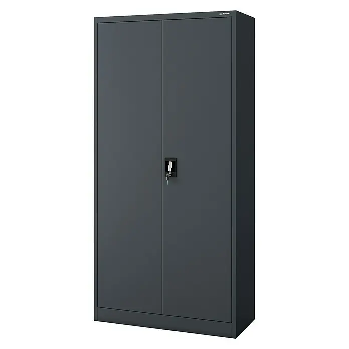 Jan Nowak Metall-Mehrzweckschrank Dawid - H x B x T: 185 x 90 x 45 cm, Anthrazit - Hier ist ein grauer, abschließbarer Jon Nowak Stahlschrank mit zwei Türen. Er ist perfekt für die sichere Aufbewahrung von Gegenständen.
