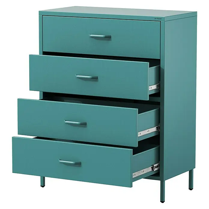 Jan Nowak Kommode Carla - L x B x H: 40 x 80 x 101,5 cm, Meeresgrün, Anzahl Schubladen: 4 Stk. - Diese türkisfarbene Kommode mit 4 Schubladen bietet stilvollen Stauraum. Die Schubladen sind leichtgängig und bieten viel Platz für Kleidung.